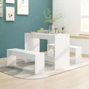 vidaXL Set mobilier de bucătărie, 3 piese, alb, PAL imagine