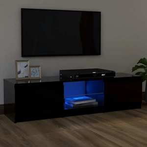 vidaXL Comodă TV cu lumini LED, negru, 120x30x35, 5 cm imagine