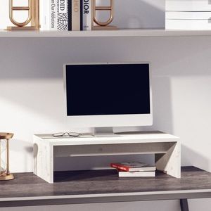 vidaXL Suport pentru monitor, alb, 50x27x15 cm, lemn masiv pin imagine