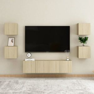 vidaXL Set comodă TV, 6 piese, stejar sonoma, lemn prelucrat imagine
