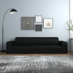 vidaXL Husă elastică pentru canapea cu 4 locuri poliester jersey negru imagine