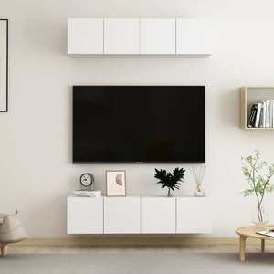 vidaXL Set dulapuri TV, 4 piese, alb, 60x30x30 cm, lemn prelucrat imagine
