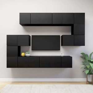 vidaXL Set dulapuri TV, 10 piese, negru, lemn prelucrat imagine