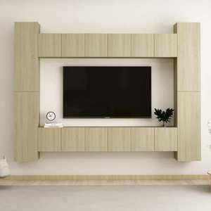 vidaXL Set de dulapuri TV, 10 piese, stejar sonoma, lemn prelucrat imagine
