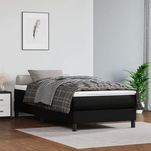 vidaXL Saltea de pat cu arcuri, negru, 90x190x20 cm, piele ecologică imagine