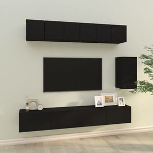 vidaXL Set dulap TV, 6 piese, negru, lemn prelucrat imagine