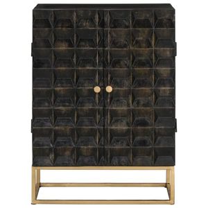 vidaXL Servantă, negru, 55x34x75 cm, lemn masiv de mango și fier imagine