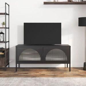vidaXL Dulap TV, negru, 105x35x50 cm, sticlă și oțel imagine