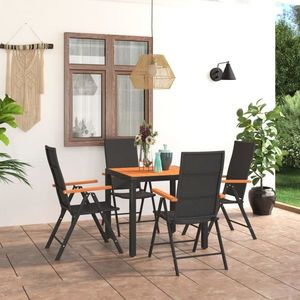 vidaXL Set de masă pentru grădină, 5 piese, negru și maro imagine