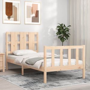 vidaXL Cadru de pat cu tăblie, 90x190 cm, lemn masiv imagine