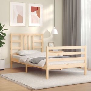 vidaXL Cadru de pat cu tăblie, 100x200 cm, lemn masiv imagine