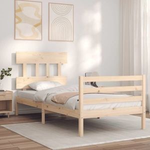 vidaXL Cadru de pat cu tăblie, 90x200 cm, lemn masiv imagine