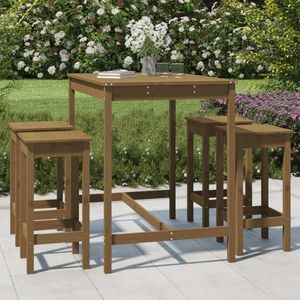 vidaXL Set mobilier bar de grădină, 5 piese, maro miere lemn masiv pin imagine
