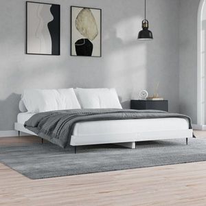 vidaXL Cadru de pat, alb extralucios, 140x200 cm, lemn prelucrat imagine