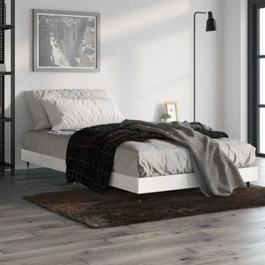 vidaXL Cadru de pat, alb extralucios, 90x190 cm, lemn prelucrat imagine
