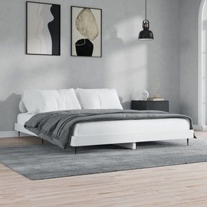 vidaXL Cadru de pat, alb, 200x200 cm, lemn prelucrat imagine