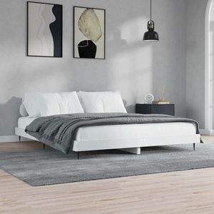 vidaXL Cadru de pat, alb, 160x200 cm, lemn prelucrat imagine