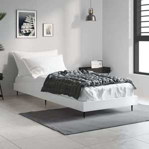 vidaXL Cadru de pat, alb extralucios, 75x190 cm, lemn prelucrat imagine