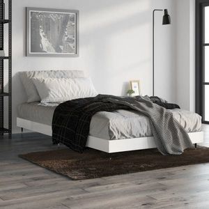 vidaXL Cadru de pat, alb extralucios, 90x200 cm, lemn prelucrat imagine