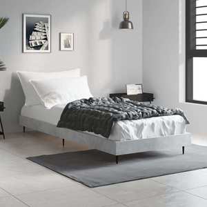 vidaXL Cadru de pat, gri beton, 75x190 cm, lemn prelucrat imagine