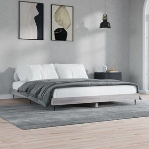 vidaXL Cadru de pat, gri sonoma, 120x200 cm, lemn prelucrat imagine