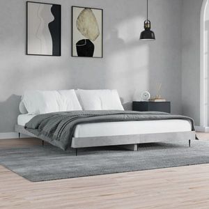 vidaXL Cadru de pat, gri beton, 200x200 cm, lemn prelucrat imagine