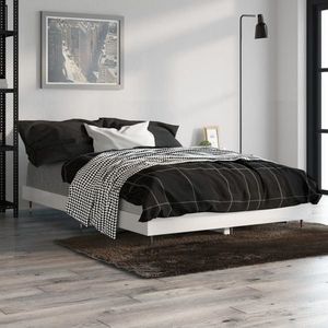 vidaXL Cadru de pat, alb extralucios, 120x190 cm, lemn prelucrat imagine