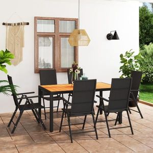 vidaXL Set mobilier de grădină, 7 piese, negru și maro imagine