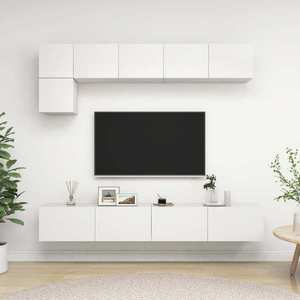 vidaXL Set dulapuri TV, 5 piese, alb, lemn prelucrat imagine