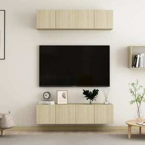 vidaXL Dulapuri TV, 4 buc., stejar sonoma, 60x30x30 cm, lemn prelucrat imagine