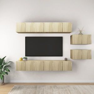 vidaXL Set dulapuri TV, 8 piese, stejar sonoma, lemn prelucrat imagine