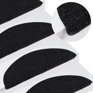 vidaXL Covorașe de scări autoadezive, 10 buc., negru, 65x22, 5x3, 5 cm imagine