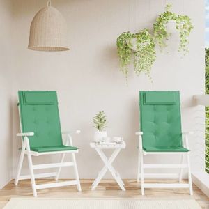 vidaXL Perne scaun cu spătar înalt, 2 buc, verde, țesătură Oxford imagine