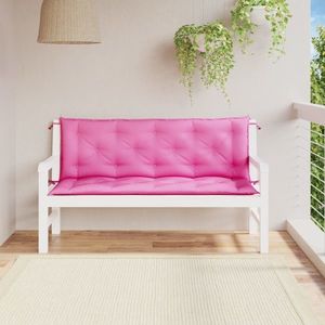vidaXL Perne bancă de grădină, 2 buc., roz, 150x50x7 cm, textil imagine