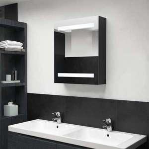 vidaXL Dulap de baie cu oglindă și LED, negru, 50x14x60 cm imagine