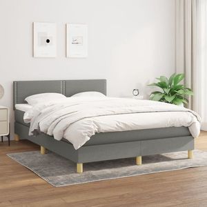 vidaXL Pat box spring cu saltea, gri închis, 140x190 cm, textil imagine