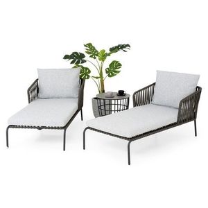 Set mobilier pentru gradina/terasa, 2 sezlonguri si masuta, Milano, aluminiu, gri/alb imagine