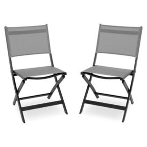 Set 2 scaune pliabile, Breeze, L.63 l.50 H.88, aluminiu, negru imagine
