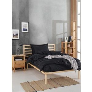 Set lenjerie de pat pentru o persoana 2 piese, Fresh Color - Black, EnLora Home, Bumbac Ranforce imagine