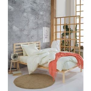 Set lenjerie de pat pentru o persoana 2 piese, Fresh Color - Ecru, EnLora Home, Bumbac Ranforce imagine