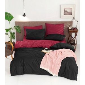 Lenjerie de pat dubla, Çift Yönlü - Claret Red, Black, Acasă EnLora, Bumbac Ranforce imagine