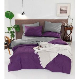 Lenjerie de pat dubla, Çift Yönlü - Purple, Grey, Acasă EnLora, Bumbac Ranforce imagine