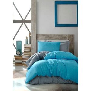 Lenjerie de pat pentru o persoana, Maxi Color - Turquoise, Eponj Home, 65% bumbac/35% poliester imagine
