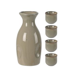 Set 5 piese Sake din ceramica maro imagine