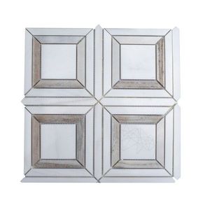 Mozaic Marmura White&Grey Basket Polisata, 30.5 x 30.5 cm imagine