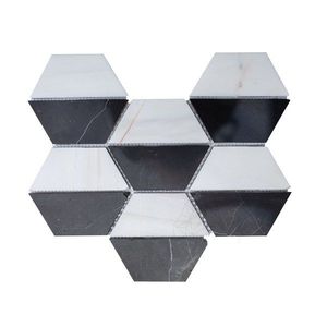 Mozaic Marmura Black&White Hexagon Polisata, 20.2 x 28.6 cm imagine