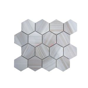 Mozaic Marmura Calacatta Amber Hexagon Polisata, 30.5 x 30.5 cm imagine