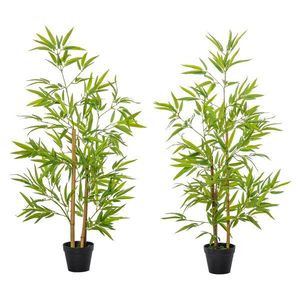 Set 2 Plante de Bambus Artificiale in Ghiveci de 120cm, Decoratiune pentru Casa, Birou, Interior si Exterior Outsunny | Aosom RO imagine