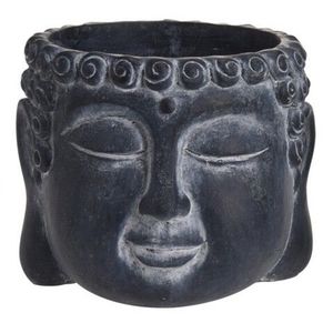 Ghiveci Buddha, 16x16x12.5 cm, ciment, negru imagine