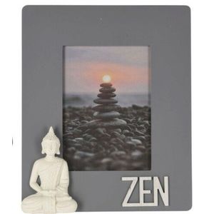 Rama foto Buddha, 28x3.5x23 cm, lemn, gri/alb imagine